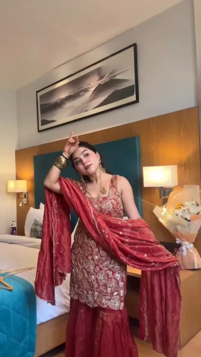 Rust Embroidered Simmer Silk Sharara Suit Set